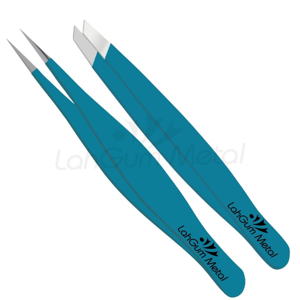 Pointed Slant Tweezers Set for Eyebrow, Chin Hair, Ingrown Splinter