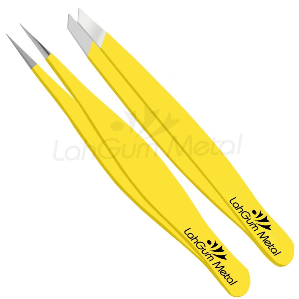 Fine Eyebrow Tweezers Pointed Tip Slant Sharp for Face Hair Removal