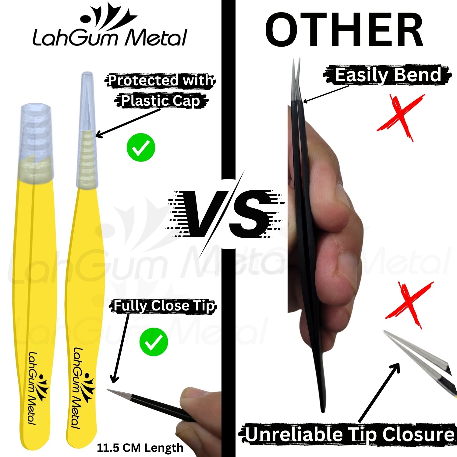 Fine Eyebrow Tweezers Pointed Tip Slant Sharp for Face Hair Removal - Image 3