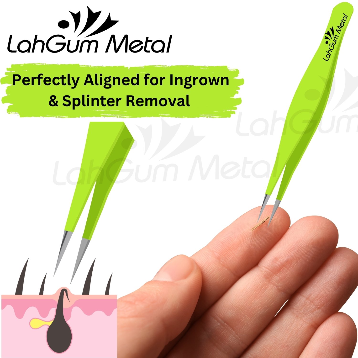 Fine Eyebrow Tweezers Slant Tip for Eyebrow, Chin Hair Splinter ,Ingrown - Image 4