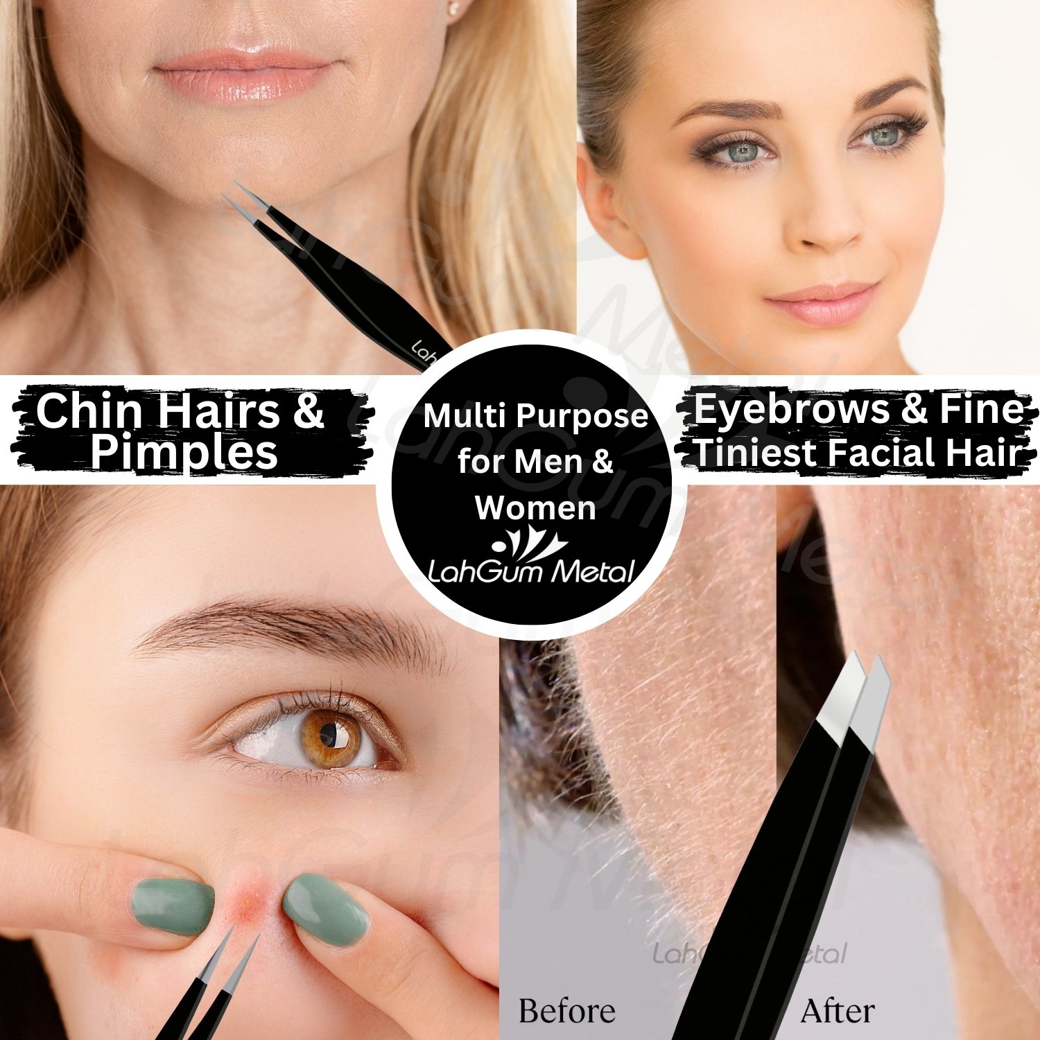 Slanted and Pointed Tweezer Set for Men & women for Eyebrow, Chin face - Image 9