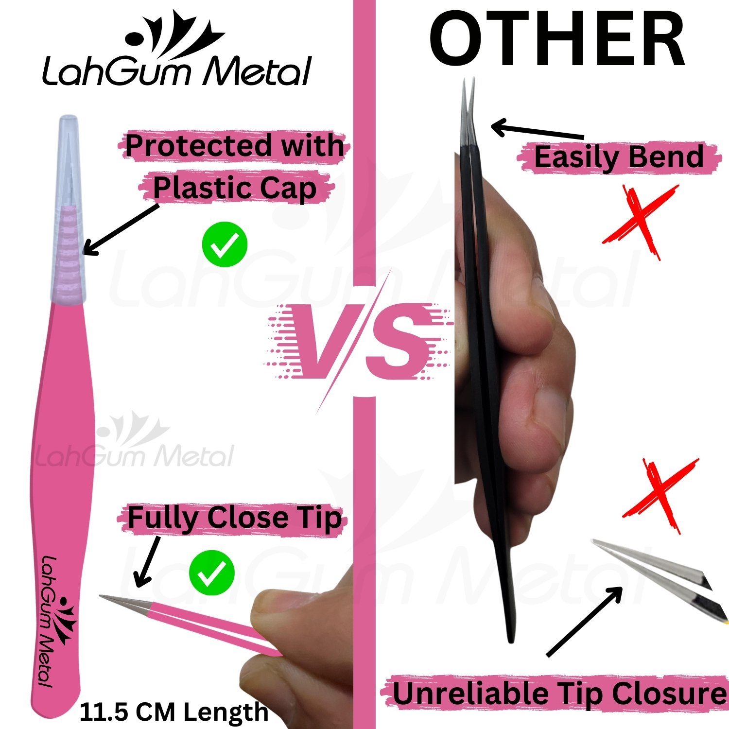 Fine Tweezers Precision Pointed Tool Ingrown Hair, Eyebrow & Splinter - Image 3